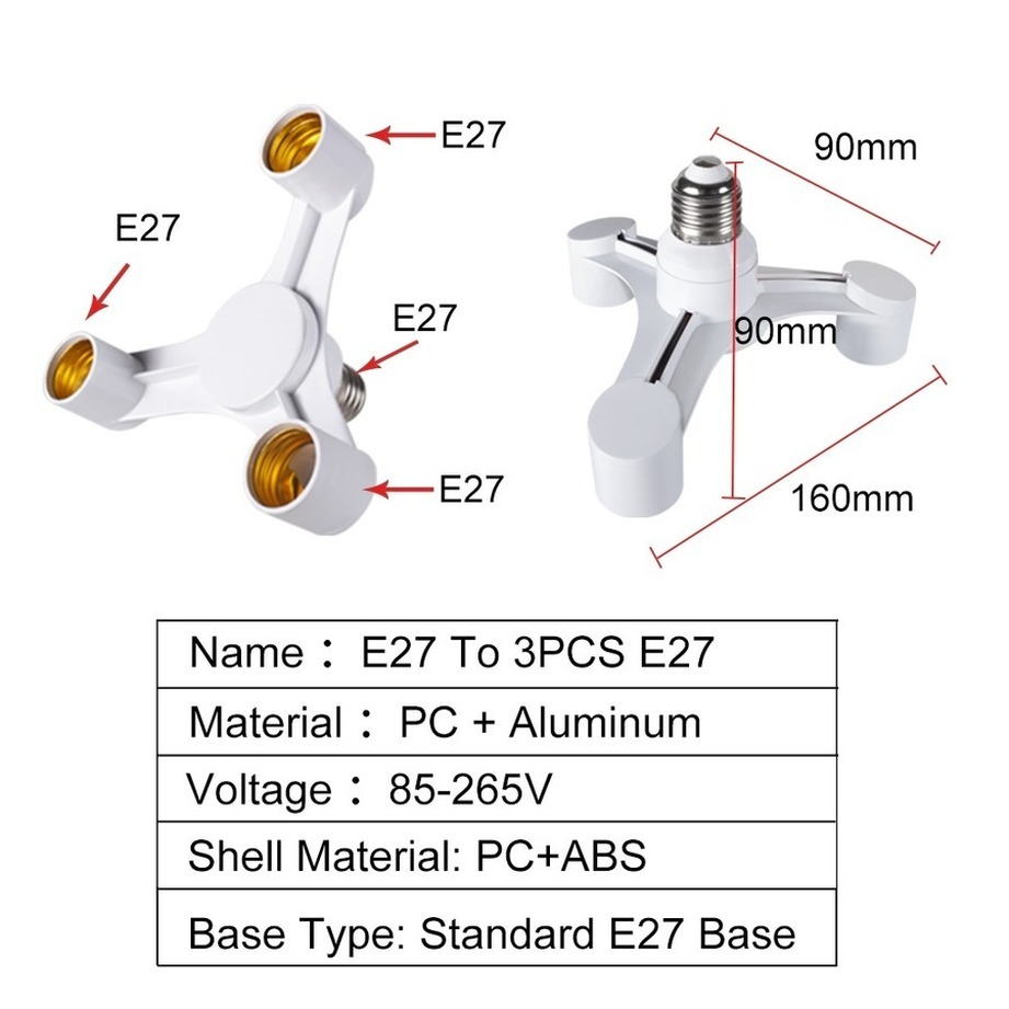 مقبس لمبات 3 في 1 E27 إلى E27، - مراجعة Photography Bulb وسعره