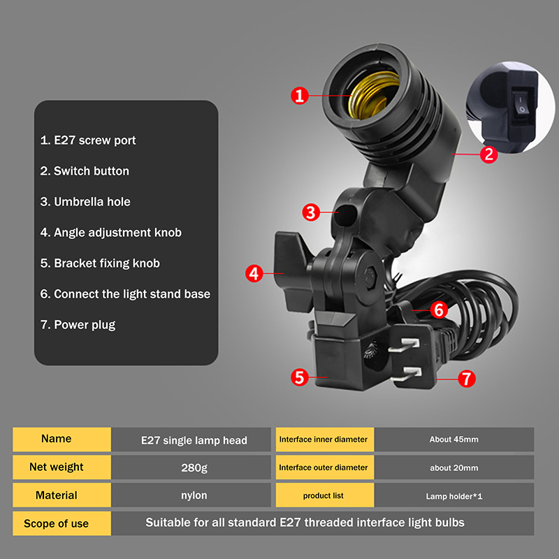 E27 التيار المتناوب المقبس مصب - مراجعة Photography Bulb وسعره