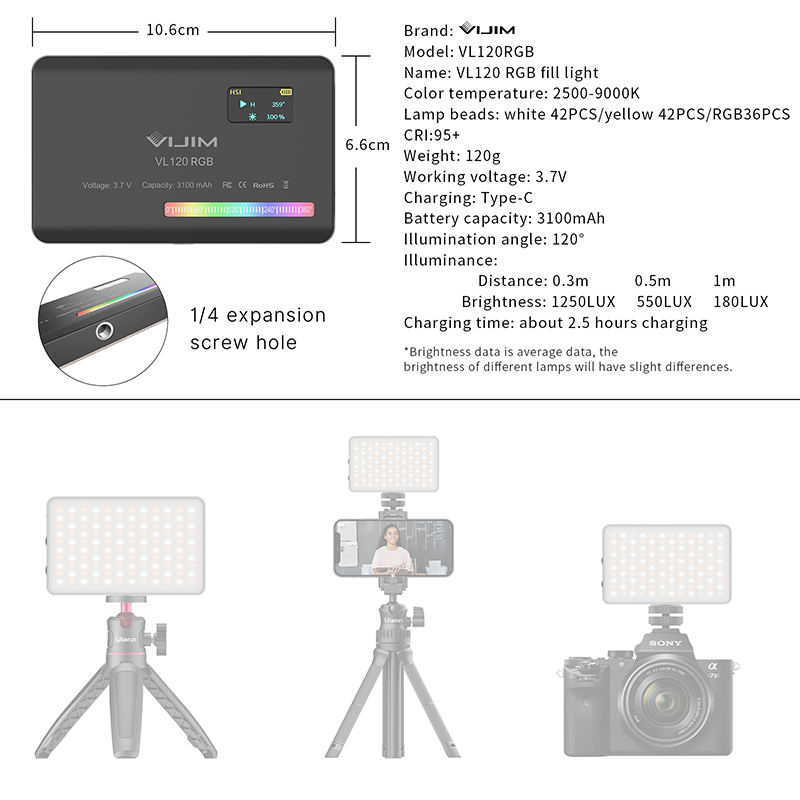 Ulanzi VL120 RGB كاميرا الفيدي - مراجعة Photography Bulb وسعره